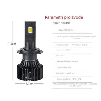 Auto LED prednja svjetla žarulje 9005/9006, 9012, H11, H7, H4 - sve-u-jednom, visokoučinkovita LED, 65W, 12-24V, IP68, 50.000h