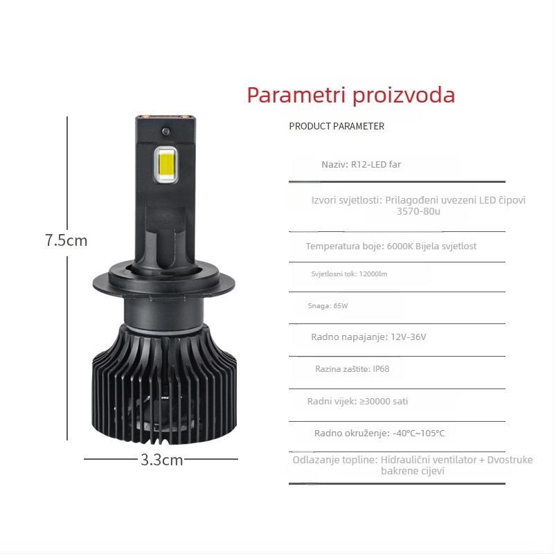 Auto LED prednja svjetla žarulje 9005/9006, 9012, H11, H7, H4 - sve-u-jednom, visokoučinkovita LED, 65W, 12-24V, IP68, 50.000h
