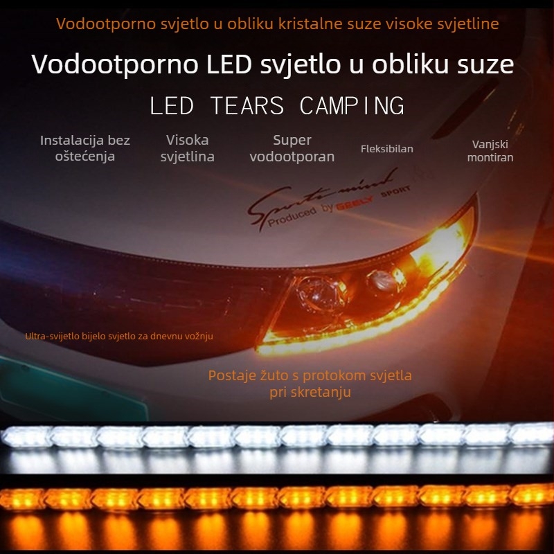 Vanjska LED dnevna svjetla za auto, kristalno suzni oko dizajn, universalna kompatibilnost, 12V, IP67, LED 2835
