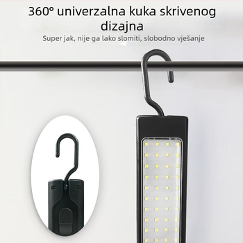 Magnetna radna svjetiljka za auto popravke, ultra jasan LED, 360° osvjetljenje, kućište od aluminijskog legura, crna