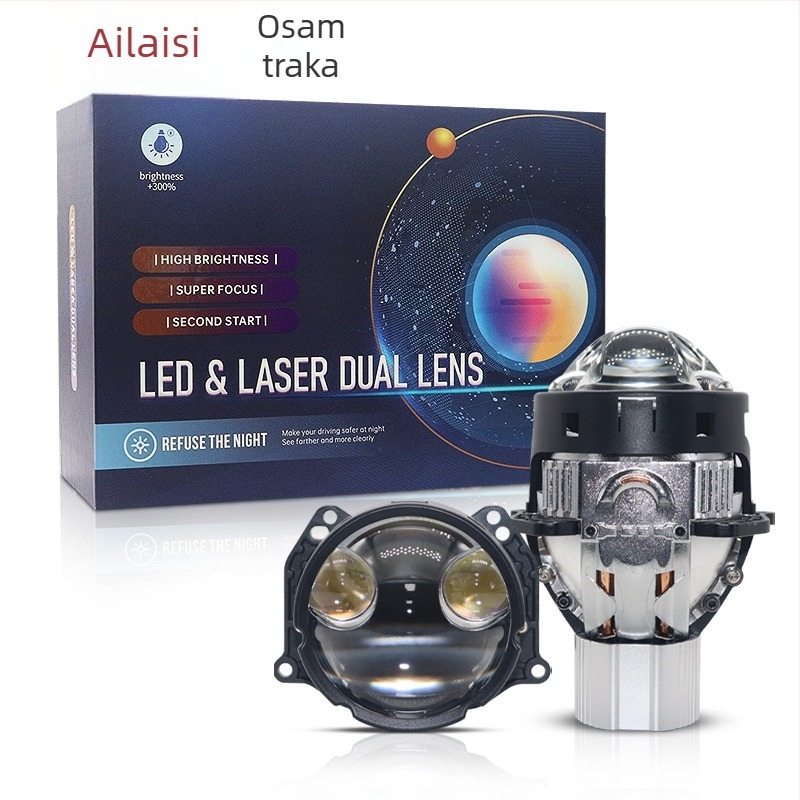 LED laserska prednja svjetla za automobil – par s dvostrukim direktnim snopom i bifokalnim lećama, 55W, 9-24V, 6000 lm, aluminijska legura, univerzalna kompatibilnost