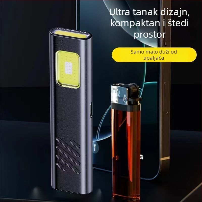 Magnetno COB LED radno svjetlo s klipom za pero - ultra-tanki prijenosno - ručni pogon - baterija 1000 mAh - 100-240 lm