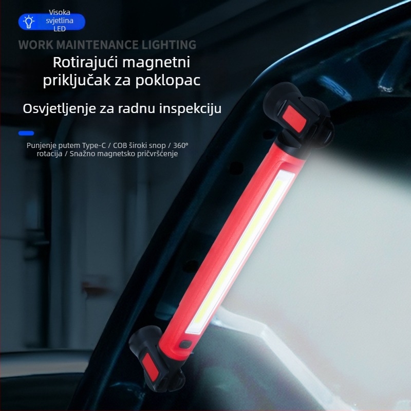 Poklopac motora s magnetskom COB LED radnom lampom i kukom, 1200 lm, 3.7V, 2700K–7000K, model S707