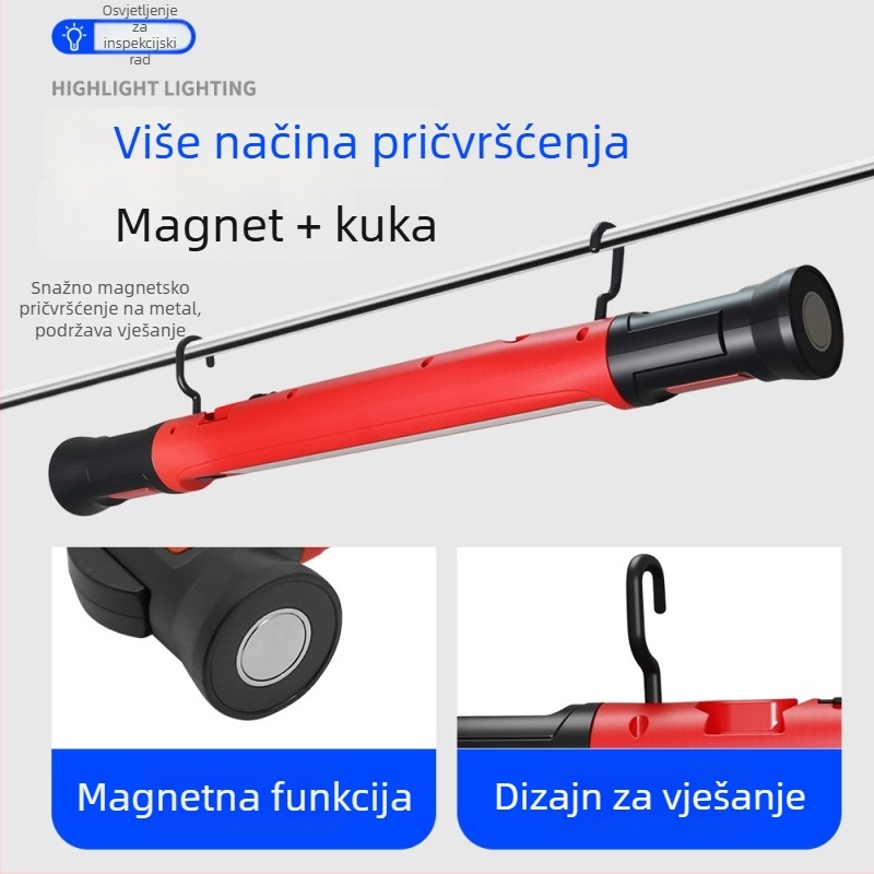 Poklopac motora s magnetskom COB LED radnom lampom i kukom, 1200 lm, 3.7V, 2700K–7000K, model S707