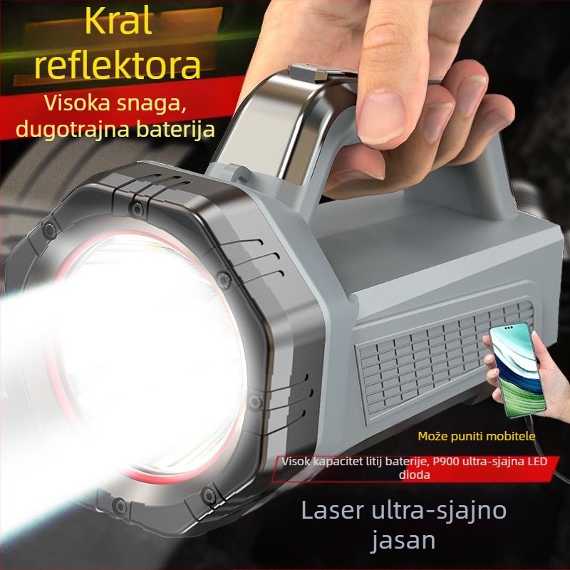 Punjava LED svjetiljka - ABS kućište, 4200mAh baterija, 5W, domet 500 m+, za kampiranje i patrolu