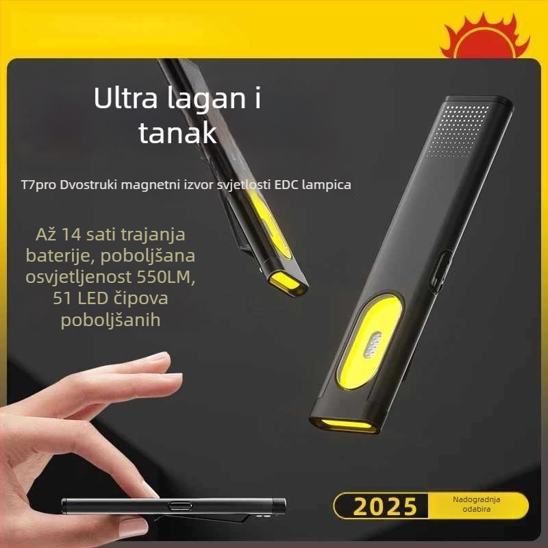 Magnetska COB radna svjetiljka, ultra-tanki prijenosno LED, aluminijska legura, 10W, 600 mAh, punjiva, domet 50 m