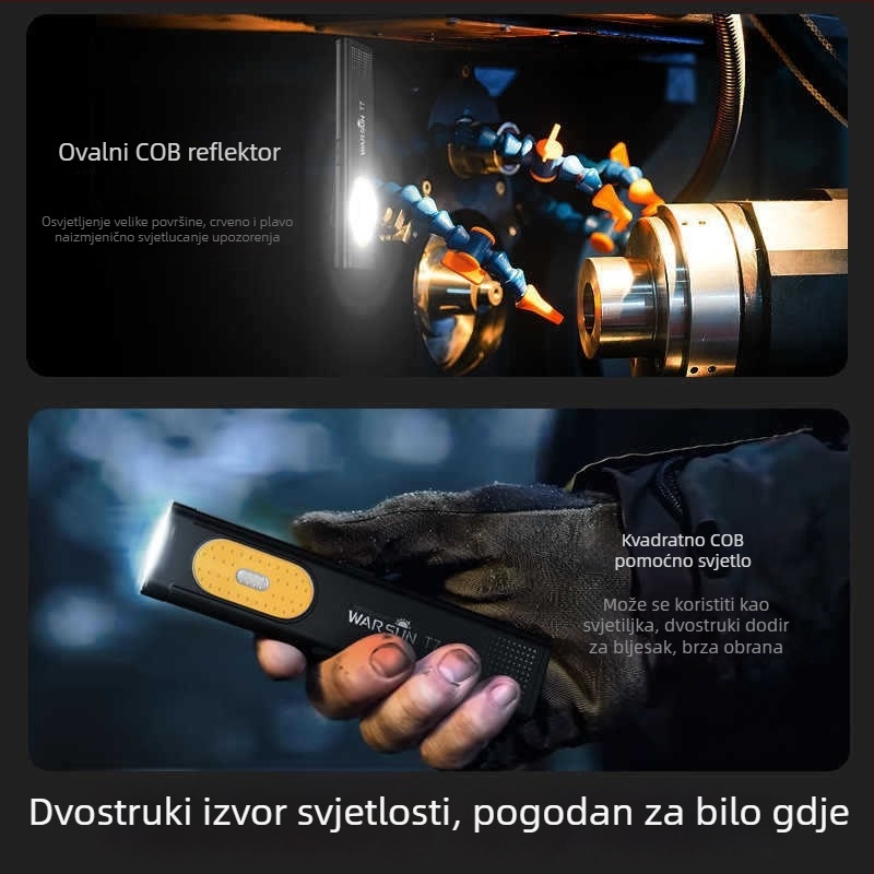 Magnetska COB radna svjetiljka, ultra-tanki prijenosno LED, aluminijska legura, 10W, 600 mAh, punjiva, domet 50 m