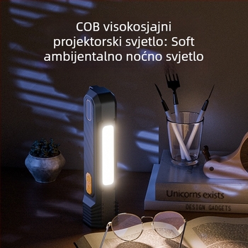 LED radna svjetiljka za auto s COB LED, punjiva, vanjska baterijska lampa, 5W, 800 mAh, domet 50–100 m