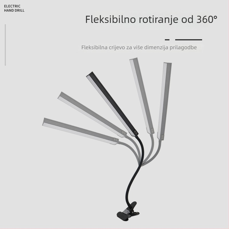 LED stolna clip lampica – osvjetljenje za čitanje, učenje i noćnu upotrebu uz zaštitu očiju (CRI ≥90; USB napajanje; 5V; dodirni prekidač; metalno sjenilo)