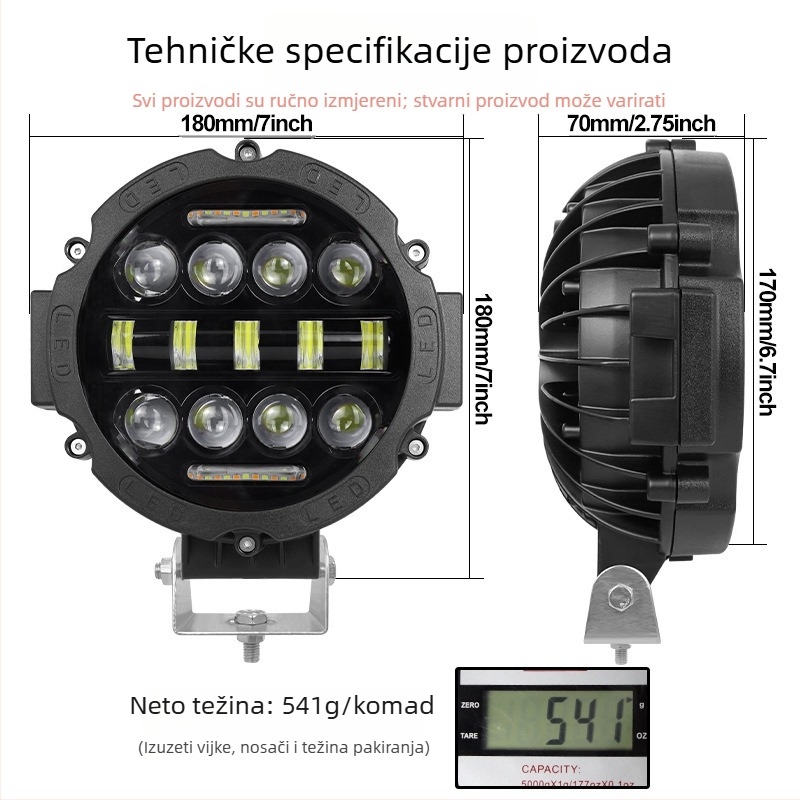 Off-road LED radno svjetlo - aluminijsko kućište, 75W, 24V, LED 3535, vijek trajanja 50000 h