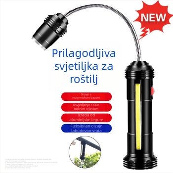 LED višenamjenska kamping radna svjetiljka s USB punjenjem, magnetom i teleskopskim dizajnom - 10W, 1200mAh, ručni pogon, domet iznad 500 m