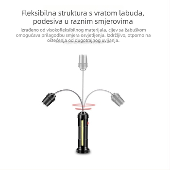 LED višenamjenska kamping radna svjetiljka s USB punjenjem, magnetom i teleskopskim dizajnom - 10W, 1200mAh, ručni pogon, domet iznad 500 m