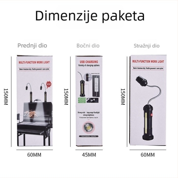 LED višenamjenska kamping radna svjetiljka s USB punjenjem, magnetom i teleskopskim dizajnom - 10W, 1200mAh, ručni pogon, domet iznad 500 m