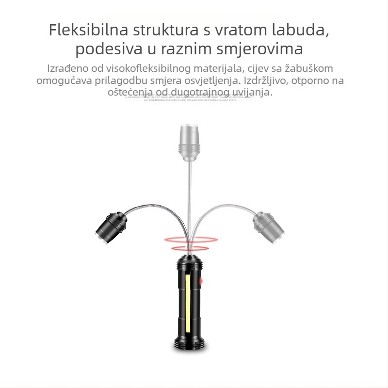 LED višenamjenska kamping radna svjetiljka s USB punjenjem, magnetom i teleskopskim dizajnom - 10W, 1200mAh, ručni pogon, domet iznad 500 m