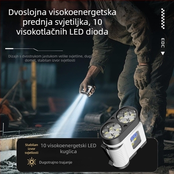 Mini magnetska LED svjetiljka s USB punjenjem, digitalni zaslon, kućište od aluminijske legure, snaga 10W