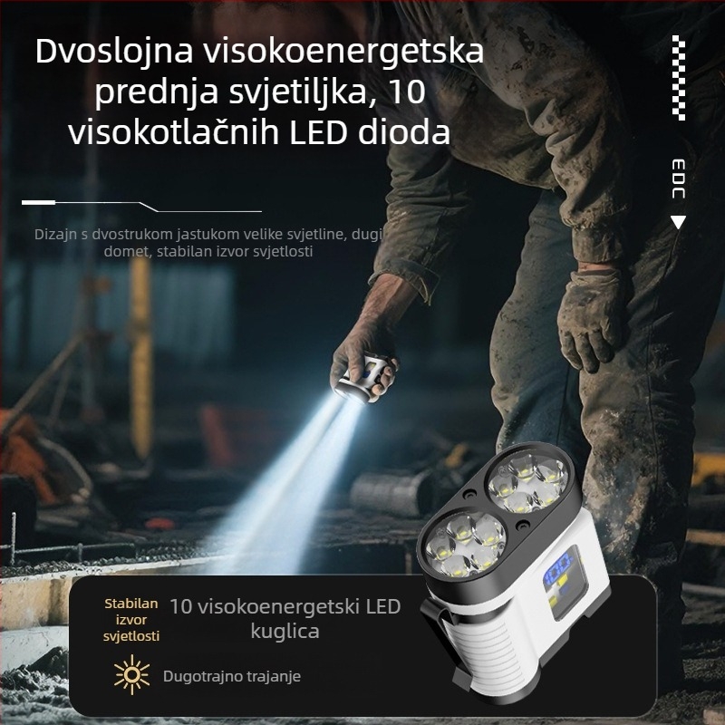 Mini magnetska LED svjetiljka s USB punjenjem, digitalni zaslon, kućište od aluminijske legure, snaga 10W