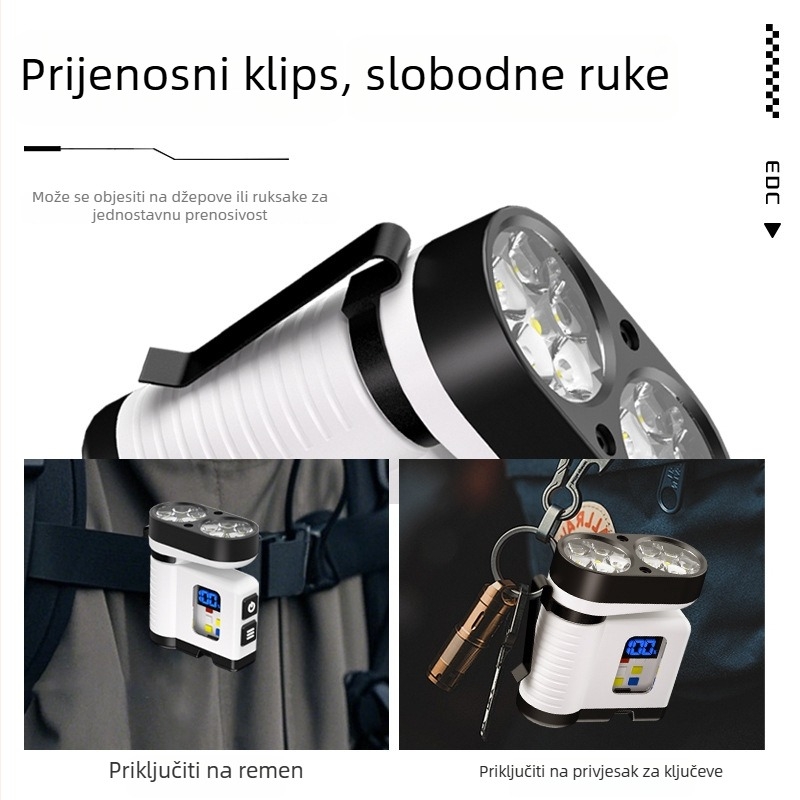 Mini magnetska LED svjetiljka s USB punjenjem, digitalni zaslon, kućište od aluminijske legure, snaga 10W