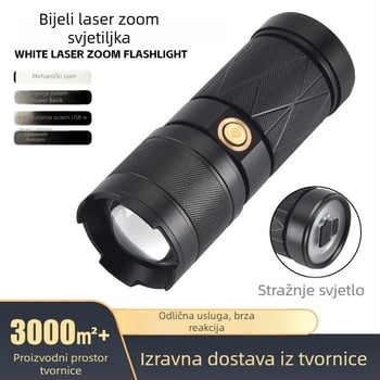 Visokoučinkovita LED svjetiljka sa zumom — vanjskom korištenju, dugi domet 200-500 m, 30W, 1500mAh, aluminijsko kućište