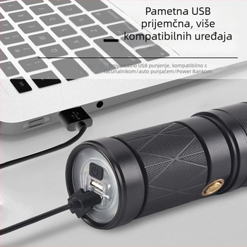 Visokoučinkovita LED svjetiljka sa zumom — vanjskom korištenju, dugi domet 200-500 m, 30W, 1500mAh, aluminijsko kućište
