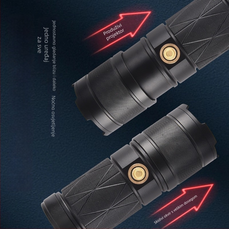 Visokoučinkovita LED svjetiljka sa zumom — vanjskom korištenju, dugi domet 200-500 m, 30W, 1500mAh, aluminijsko kućište