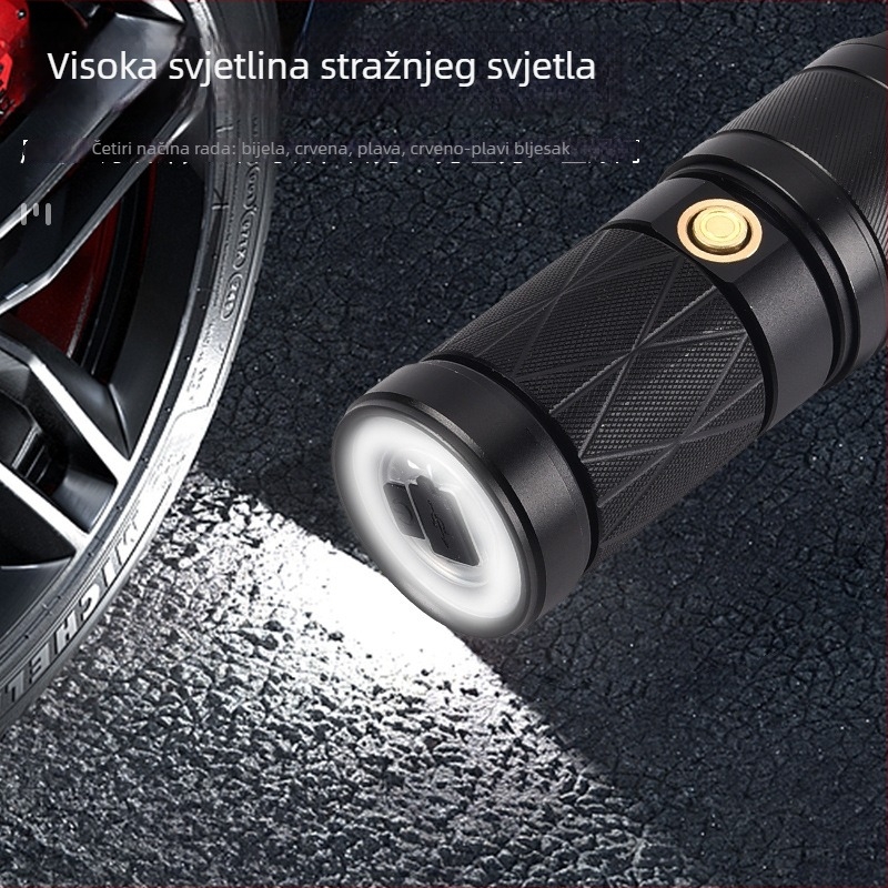 Visokoučinkovita LED svjetiljka sa zumom — vanjskom korištenju, dugi domet 200-500 m, 30W, 1500mAh, aluminijsko kućište