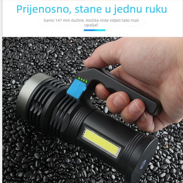 Ručni tražilac svjetla s COB LED-om i žaruljom | 1800mAh, 10W, punjivo, domet 200–500 m