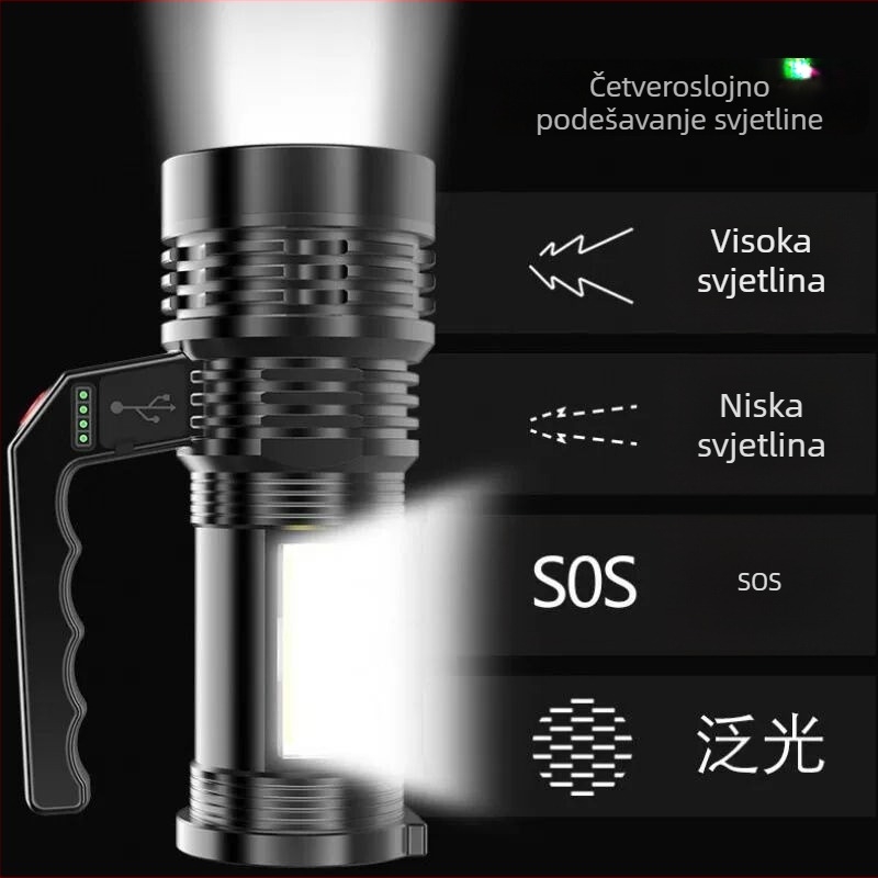 Ručni tražilac svjetla s COB LED-om i žaruljom | 1800mAh, 10W, punjivo, domet 200–500 m