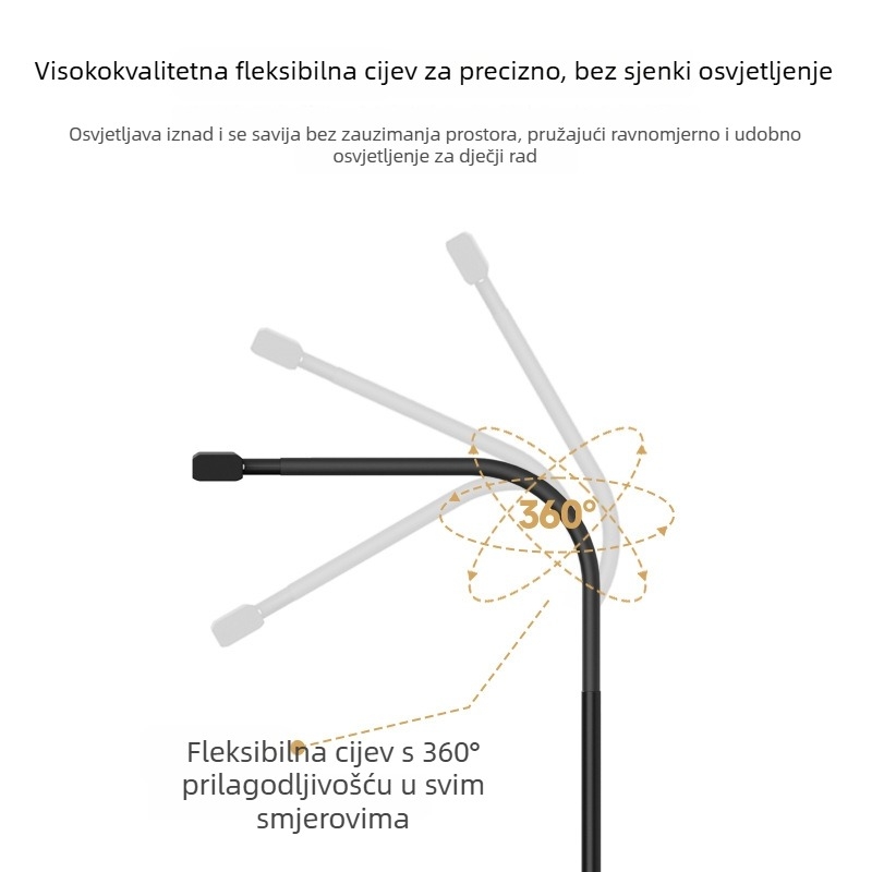 LED stolna lampa za čitanje s zaštitom očiju, USB napajanje 5V, CRI ≥95, abažur od ABS+PC+željezo