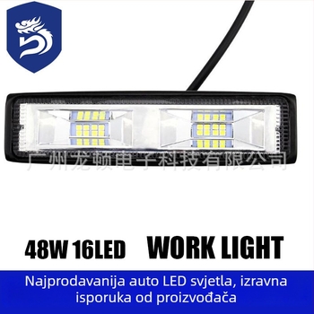 Automobilska LED radna svjetiljka 12-24V, pravokutnog oblika, 16 LED, 48W, 1800 lm, 7500K