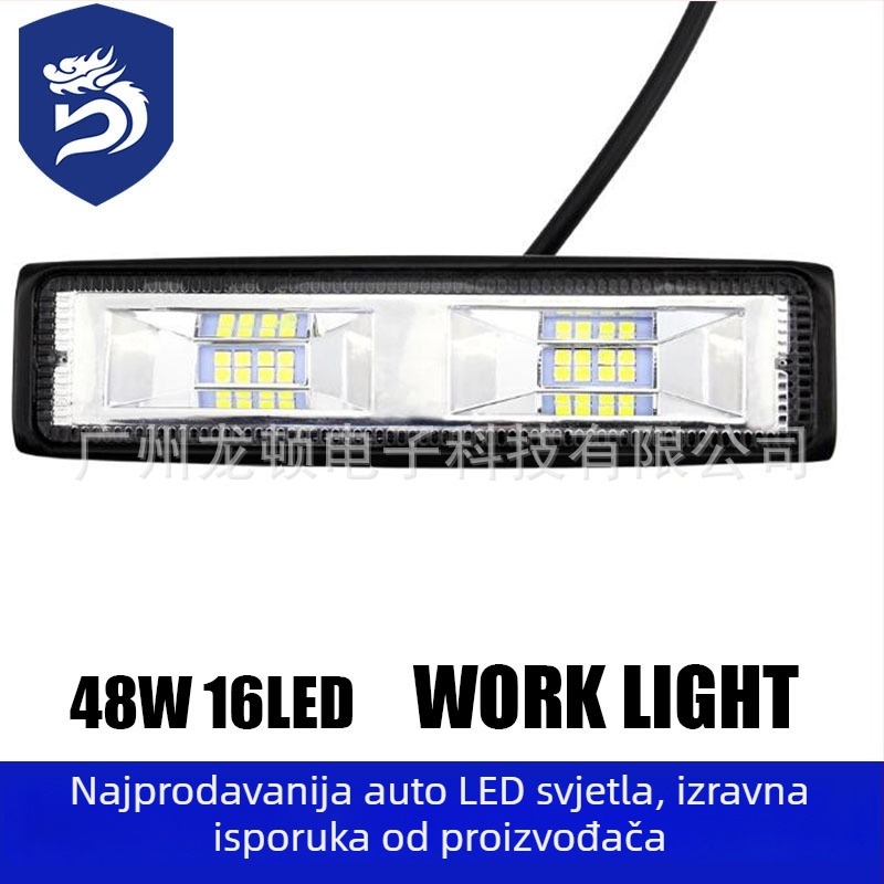 Automobilska LED radna svjetiljka 12-24V, pravokutnog oblika, 16 LED, 48W, 1800 lm, 7500K