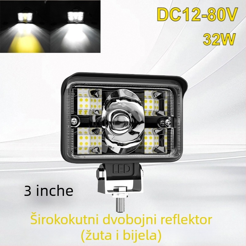Automobilska radna LED svjetiljka s širokim vidnim poljem i dvobojnim laserskim reflektorom (32W, 10-80V, 5000lm, >30000 h, 6000-7000K)
