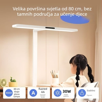 Lampa za učenje na stolu s punim spektrom zaštite vida, protiv plavog svjetla — CRI ≥90; Osvjetljenje: nacionalni AA nivo; Napon: ≤36V; Prekidač: dodirni; Inteligentno upravljanje