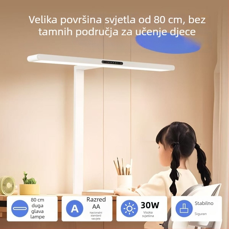 Lampa za učenje na stolu s punim spektrom zaštite vida, protiv plavog svjetla — CRI ≥90; Osvjetljenje: nacionalni AA nivo; Napon: ≤36V; Prekidač: dodirni; Inteligentno upravljanje