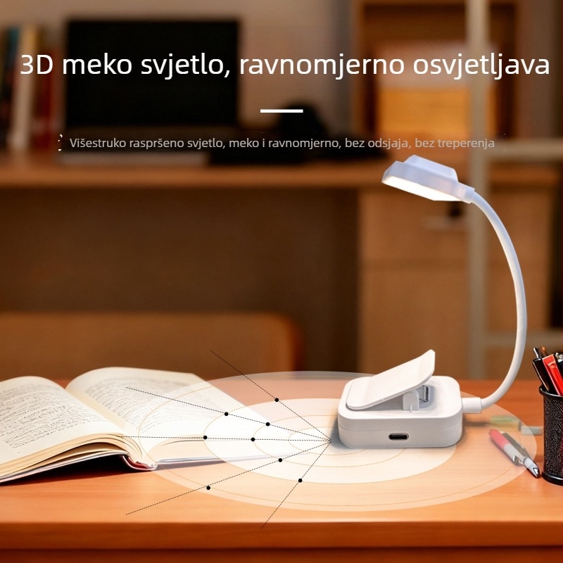 Clip LED stolna lamp s zaštitom očiju, CE certifikat, 5V, 3W, ugrađena baterija