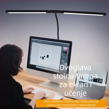 Dvostruka klip LED stolna lampica za učenje i računalni zaslon – zaštita očiju, USB napajanje, noćno svjetlo