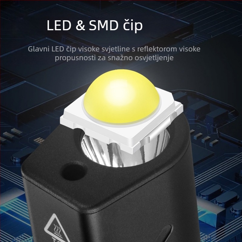 Vanjska LED radna svjetiljka, punjiva, LED 3W, aluminijska legura, domet 100-200 m