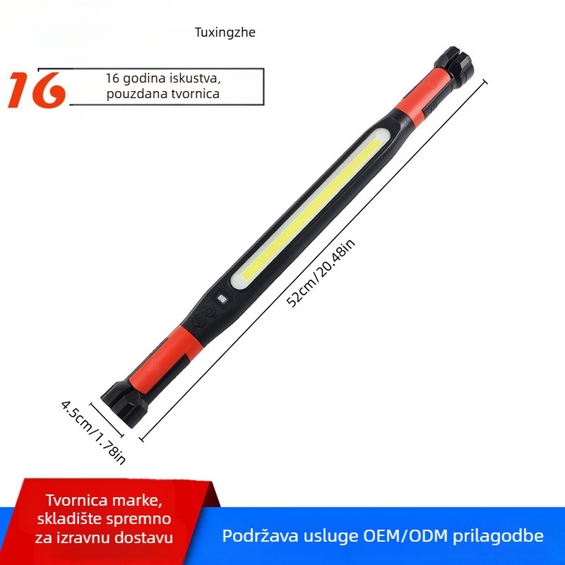 Lampa za popravak automobila s COB LED, punjiva, 700 lm, IP55, kut svjetla 180°, kuka, 3 načina osvjetljenja