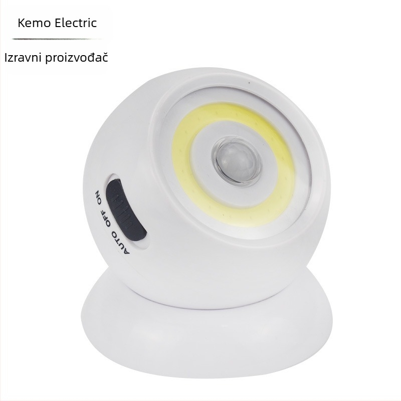 Unutarnje osvjetljenje sa senzorom; noćna svjetiljka i radna svjetiljka, COB kuglasta svjetiljka s rotacijom od 360°, napajanje baterijom 4,5 V 2 W.