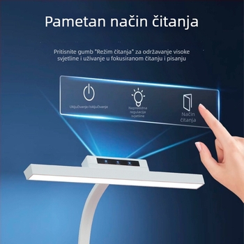 LED stolna lampica s klipom za čitanje, zaštita očiju, osvjetljenje razine AA, dodirno upravljanje, svjetlo za učenje