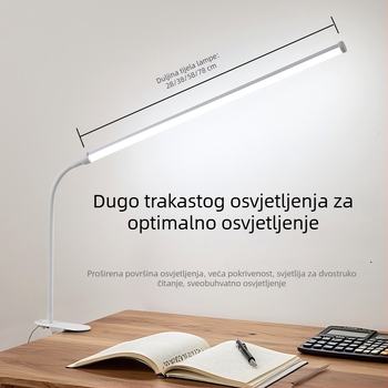 LED stolna lampa s klipom – plno spektra, 220V, CRI ≥95, napajanje iz utičnice, gumasti prekidač, noćna svjetiljka, lampica za učenje