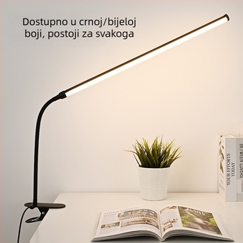 LED stolna lampa s klipom – plno spektra, 220V, CRI ≥95, napajanje iz utičnice, gumasti prekidač, noćna svjetiljka, lampica za učenje