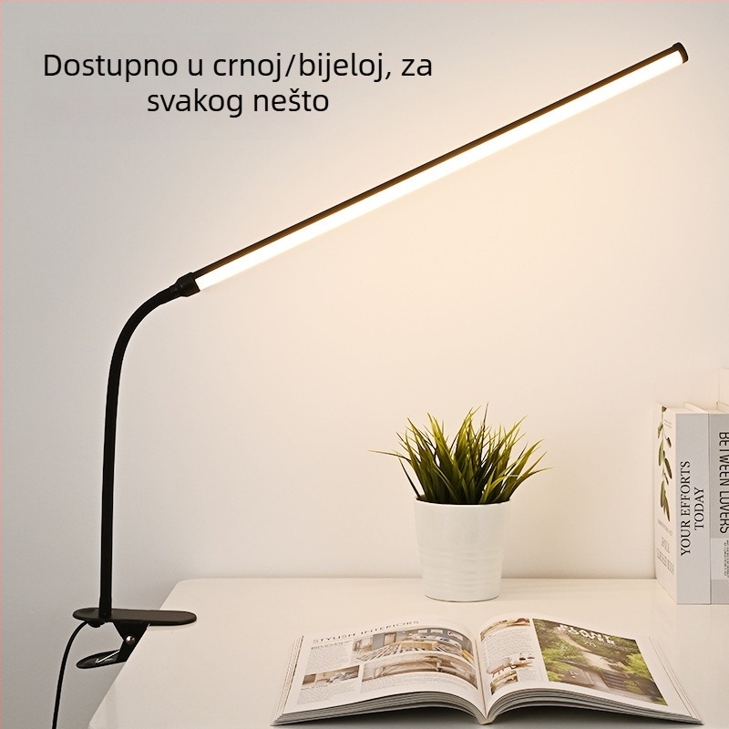LED stolna lampa s klipom – plno spektra, 220V, CRI ≥95, napajanje iz utičnice, gumasti prekidač, noćna svjetiljka, lampica za učenje