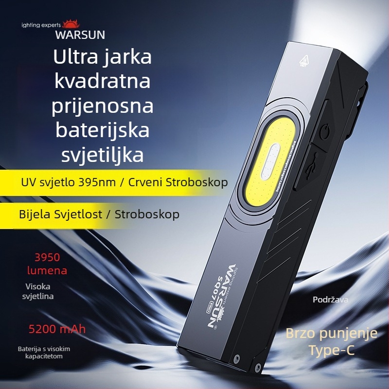 Volson SQ07 Višenamjenska LED svjetiljka, aluminijsko kućište, punjiva, magnetska, radno svjetlo za hitne slučajeve