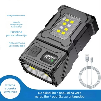 Klip kapa COB LED svjetiljka – jaka, punjiva, prijenosna, 3.7V, 5W, prekidač pritiskom