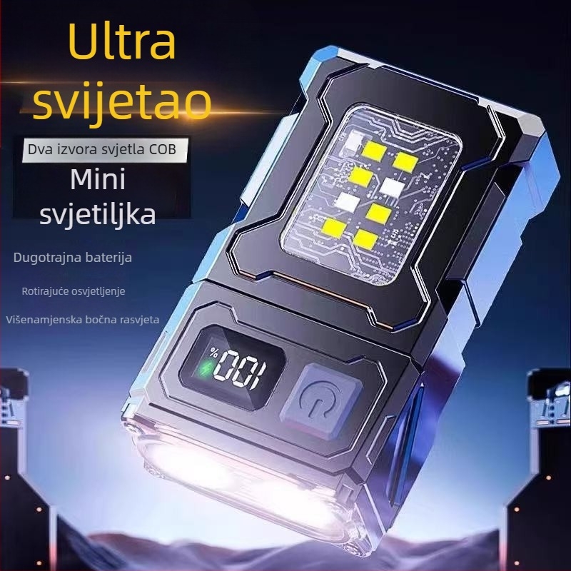 Klip kapa COB LED svjetiljka – jaka, punjiva, prijenosna, 3.7V, 5W, prekidač pritiskom