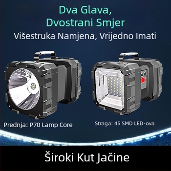 Dvojeva LED tražilac s USB punjenjem, vanjska upotreba, 40/60/80W, 1800mAh baterija, domet 100-200 m