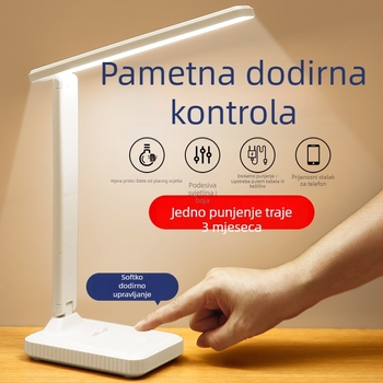 Sklopiva LED stolna lampica s ugrađenom baterijom i napajanjem, lampa za oči za učenje, dodirno upravljanje, 2–10W, CRI ≥90, Osvjetljenje: Nacionalna razina A