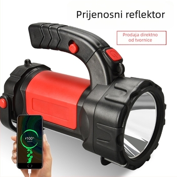 LED ručni fenjer s 360° rotacijom, 600–800 lm, USB punjenje, domet 100–200 m, baterija 4800 mAh