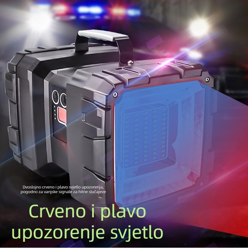 P70 dvostruko glavna multifunkcionalna LED baterija – punjiva, 5000mAh, 35W, ručno pokretanje, domet >500 m