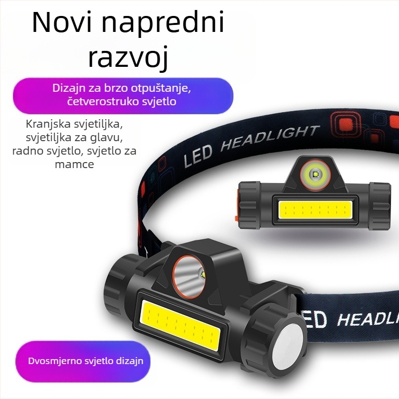 Napajana LED čelna lampa s magnetskim nosačem, vodootporna, 10W, 1200mAh, domet do 200 m